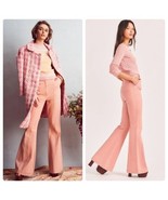 LoveShackFancy Womens Meyerson Flared Tuscany Pink Cotton Denim Jeans Pa... - £117.45 GBP