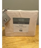 Keeco Garment Washed Solid King 3-Piece Duvet Cover Set 100% Cotton Ligh... - $39.59