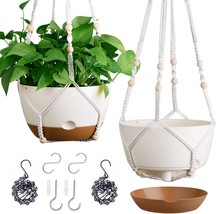 Set Of 2-10 Inch Hanging Planters For Indoor Plants With, White, 10Inch - $632.21 MXN