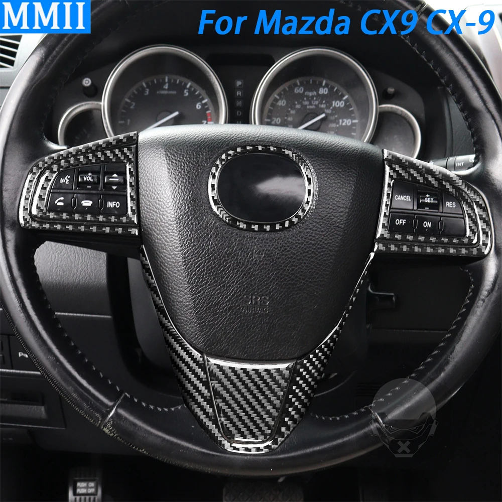For Mazda CX9 CX-9 2010-2015 Carbon Fiber Steering Wheel Button Panel Trim Cover - £15.48 GBP+