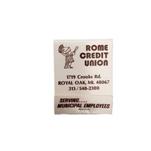 Vintage Rome Credit Union Matchbook Royal Oak &amp; Livonia MI Bank Advertising - $6.94
