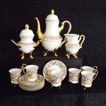 Chekoslovakian Cappuccino Latte Tea Set - White and Gold - 15 Piece Set - £59.80 GBP