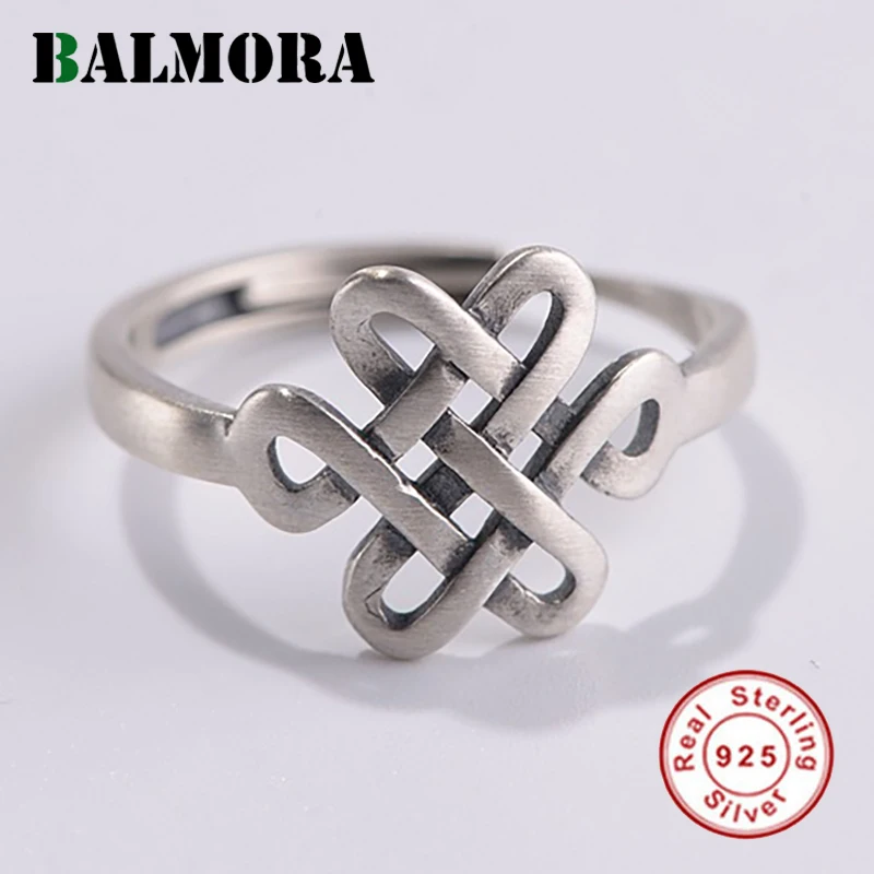 Rling silver chinese knot open stacking rings for women mother lady gift vintage ethnic thumb200