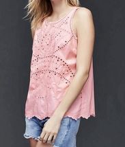 Gap Eyelet Top Womens Size Small Pink Scalloped Sleeveless Tank Feminine... - $16.65