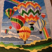 Horizons Design Vtg HOT AIR BALLOONS Complete Wool Yarn Needlepoint Canvas 13&quot;t - £14.91 GBP