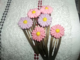 Jewelry Hair clips set of 6 assorted resin sunflowers on snap clips F35 E  - $8.54