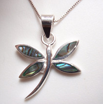 Abalone Dragonfly 4-Gem 925 Sterling Silver Pendant - £15.90 GBP