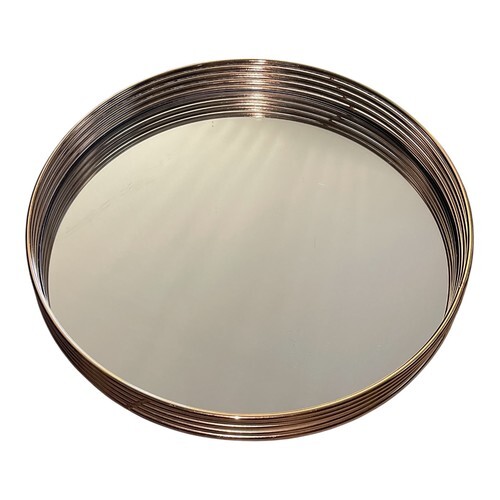The Duel 11" Round Gold Rim Mirror Tray Decorative Table Vanity Centerpiece Item image 2