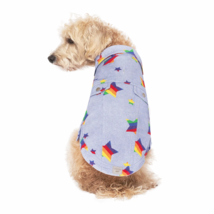 NWT Canada Pooch Rainbow Star Denim Vest Blue Jean Jacket Dog Coat Pride... - $29.65