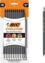 BIC Evolution Cased Pencil, #2 Lead, Yellow Barrel, 24-Count (PGEYP241-BLK) - £4.73 GBP
