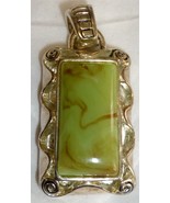 GORGEOUS RECTANGLE SILVERPLATED PENDANT GREEN TANZONITE - £13.22 GBP