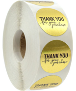 1.25&quot; Round Gold Foil Thank You for Your Purchase Stickers 1000 Labels Roll - $28.78 CAD