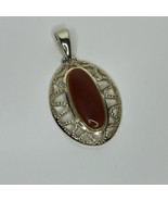 Vintage Necklace Pendant Gold-Tone Retro 60s 70s Lucite Plastic Stone - $24.07
