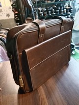 Men&#39;s Brown Leather Laptop Bag Office Shoulder Leather Bag Women and Men - $170.24