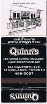 Matchbook Cover Quinn&#39;s Mix &amp; Mingle Buffalo Bar Toronto Ontario - £0.76 GBP