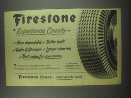 1954 Firestone Tyres Ad - Firestone Experience Counts - £14.89 GBP