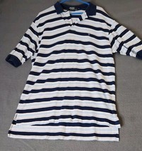 Polo Ralph Lauren Vintage Striped Blue Pima Cotton Pique Polo Shirt Pony... - $19.95