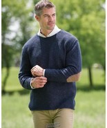 Hammacher Gionfriddo Florentine Hand Spun Wool Sweater Navy Elbow Patch ... - £56.03 GBP