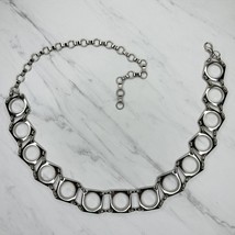 Open Square Silver Tone Metal Chain Link Belt OS One Size - £23.34 GBP