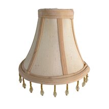 Vintage French Beige Fabric Beaded Fringe 5.25&quot; Boudoir Lampshade, Clip-On - €21,52 EUR