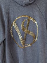 Victoria’s Secret Y2K Angel Wings Gold Sequin Logo Full Zip Hoodie Size XL Gray - £27.15 GBP