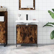 Industrial Rustic Smoked Oak Wooden Bathroom Restroom Sink Storage Cabinet Unit - £87.81 GBP