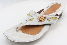 Sonoma Flip Flops Off White Leather Women Shoes Size 7 Medium - $19.79