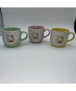 HELLO KITTY Halloween Mug Set Of 3 Green, Pink And Yellow 3.5” Tall - £19.54 GBP