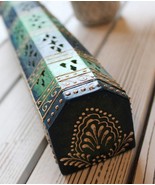 Hand Painted Wooden Incense Box with Storage Blue/Green - Decorative Jal... - €21,51 EUR