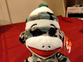 Ty Beanie Babies Camouflage Army Sock Monkey (Button Eyes) - $16.99