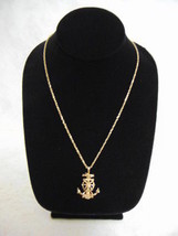 Vintage Estate 14K Gold Jesus on Cross &amp; Anchor Pendant w/ Necklace 10.9g E3627 - £525.51 GBP