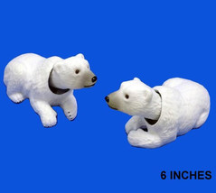 2 Bobbing Head White Polar Bears Bear Animals Fun Toys Bobble Heads Wild Animal - £5.33 GBP