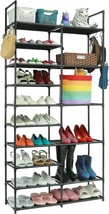 10 Tier Tall Shoe Rack Boots Organizer, Lnyzqus Black Large Shoe Shelves... - £30.55 GBP