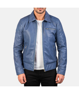 LE Lavendard Blue Leather Biker Jacket - £99.99 GBP+