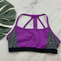 Athleta Running Wild Sports Bra Size S Purple Black Medium Support Strappy - $18.80