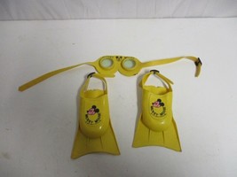 Vintage Walt Disney Swimming Goggles Fins Flippers Mickey Mouse Ideal toy 1969 - £35.60 GBP