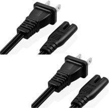 5Core Extra Long 12ft 2 Prong 2 Pack Non-Polarized AC Wall Power Cable - £7.96 GBP