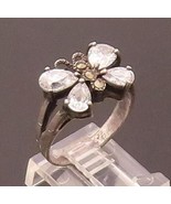 925 Silver - Vintage Butterfly With White Topaz &amp; Marcasite Ring Sz 8 - ... - $47.47 CAD