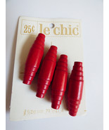 VTG LE CHIC 1940-50s 4 long Red Unique Button Set on Original Display Ca... - £10.93 GBP