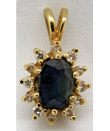 September Birthstone Pendant Blue Sapphire in Yellow Gold Plated - $1,862.86 MXN