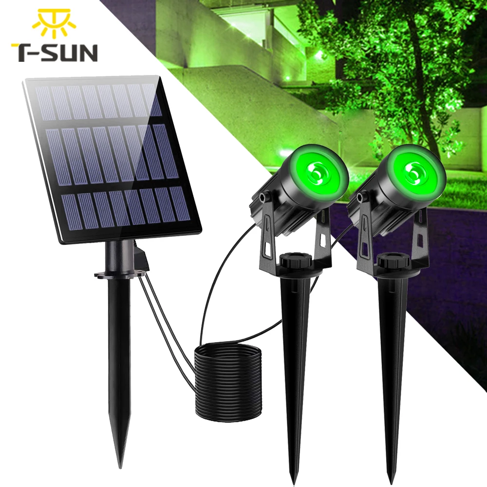 T- Solar LED Light Outdoor Super Bright Green scape Lamp IP65 Waterproof Solar S - £91.49 GBP