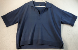 Worthington Polo Shirt Womens Size 1X Navy Rayon Short Raglan Sleeve Slit Collar - £13.75 GBP