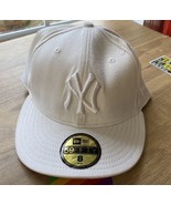 Vintage New Era New York Yankees Hat Ivory Cream Off White 59Fifty Cap S... - £27.23 GBP