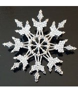 SNOWFLAKE Brooch Pin Large Rhinestone Crystals in a Silver Tone Setting - £15.79 GBP