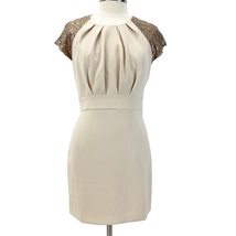 NEW Line &amp; Dot Womens M Sequin Raglan Dress Creamy Pearl Gold Stretch - £52.92 GBP