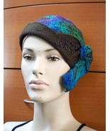 FELTED WOOL HAT Artsy Handmade Unique Gift For Women - £63.54 GBP