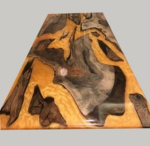 Mappa Burl Acacia Wood Epoxy Clear Resin River End Dining Personalize Furniture - £413.56 GBP+