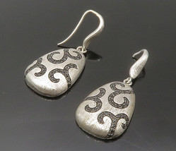 GABRIEL &amp; CO. 925 Silver - Vintage Hematite Swirl Design Drop Earrings - EG7253 - £42.40 GBP