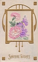 Beautiful Air BRUSHED-GILT-HEAVILY Embossed Sincere Wishes Postcard - £7.18 GBP