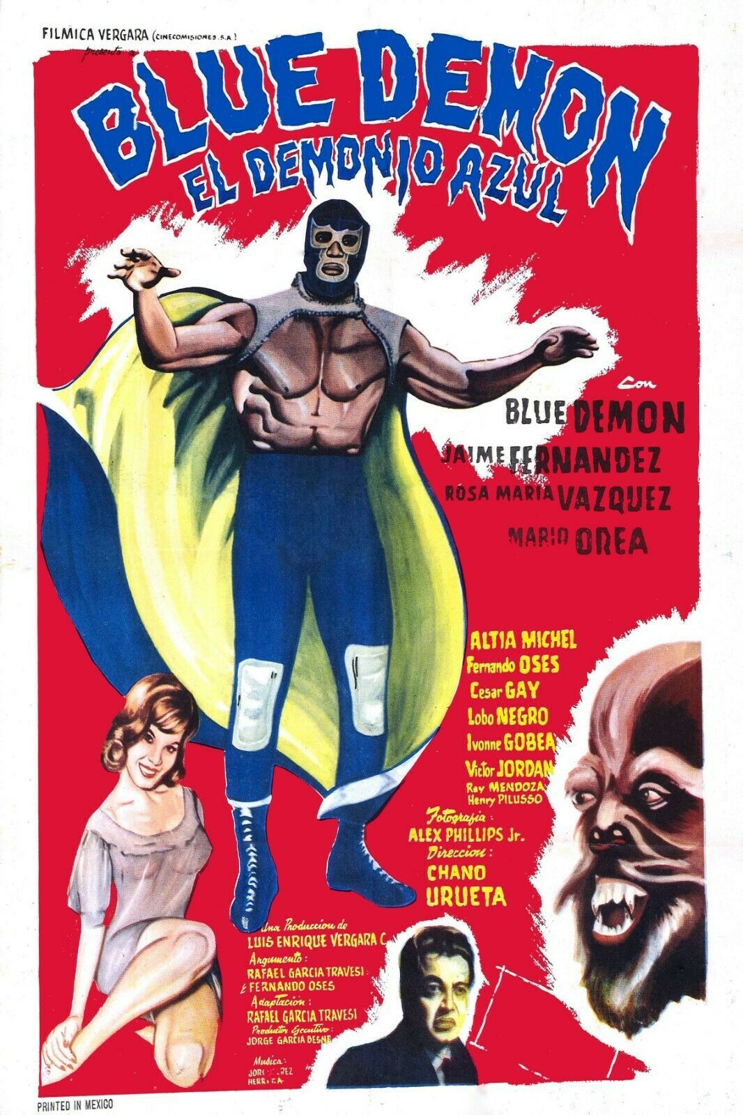 12196.Decoration movie Poster.Blue Demon Mexican Wrestling.Room interior wall